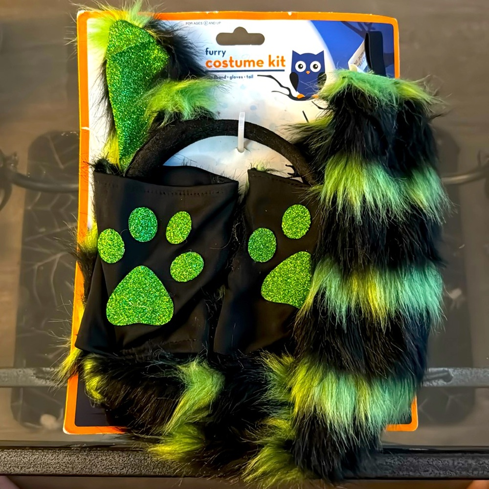 Cute Green & Black stripes Kitty Costume